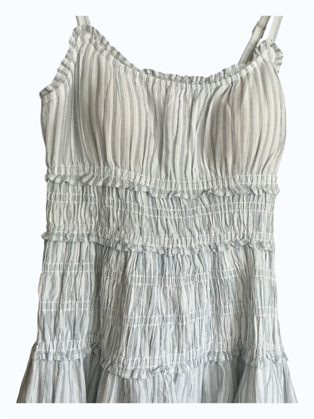 Abercrombie & Fitch Bra-Free Smocked Drop Waist Maxi Dress Blue Stripe NWT SZ S - Picture 7 of 11